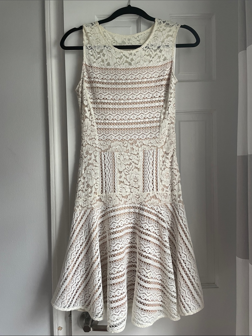 BCBGMaxAzria Cream Lace Fit-and-Flare Dress